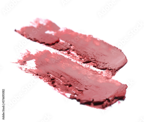 Smears of beautiful lipstick on white background