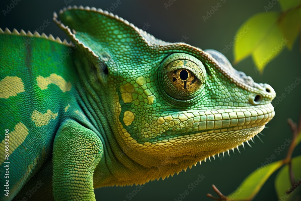 Obraz premium Colored chameleon close up.