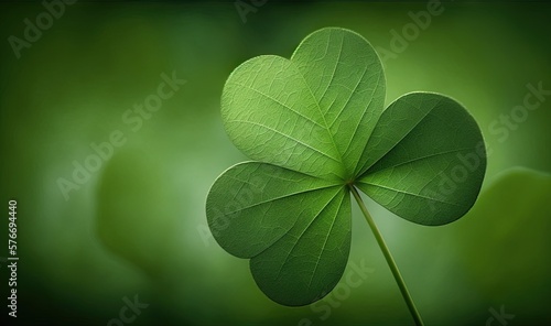  a four leaf clover is shown against a green background with a blurry background.  generative ai
