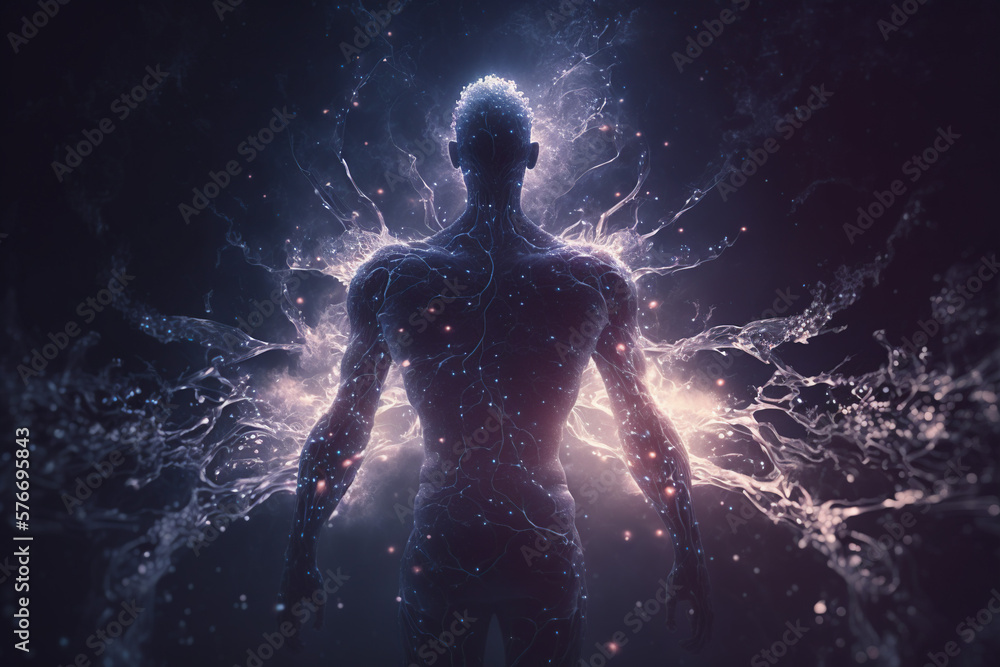 Fototapeta premium mystical body emanating a flow of energy, Generative AI