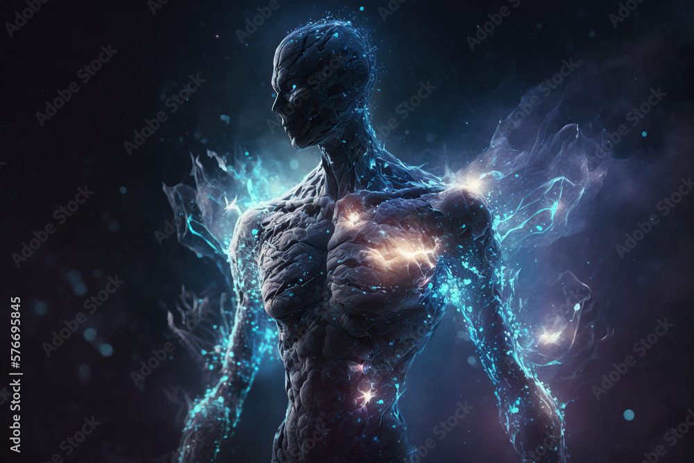 mystical body emanating a flow of energy, Generative AI