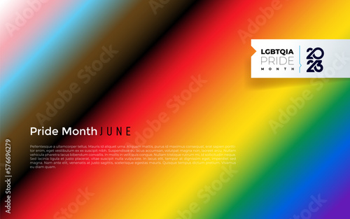 LGBTQ Pride background banners with gay pride flag 2023 colours. Rainbow gradient wallpaper. Human rights and tolerance. Poster vector illustration card, banner and background.