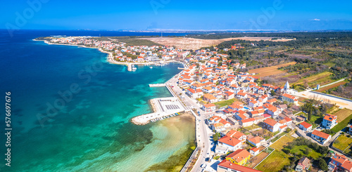 Petrcane village tourist destination coastline aerial panoramic view © xbrchx
