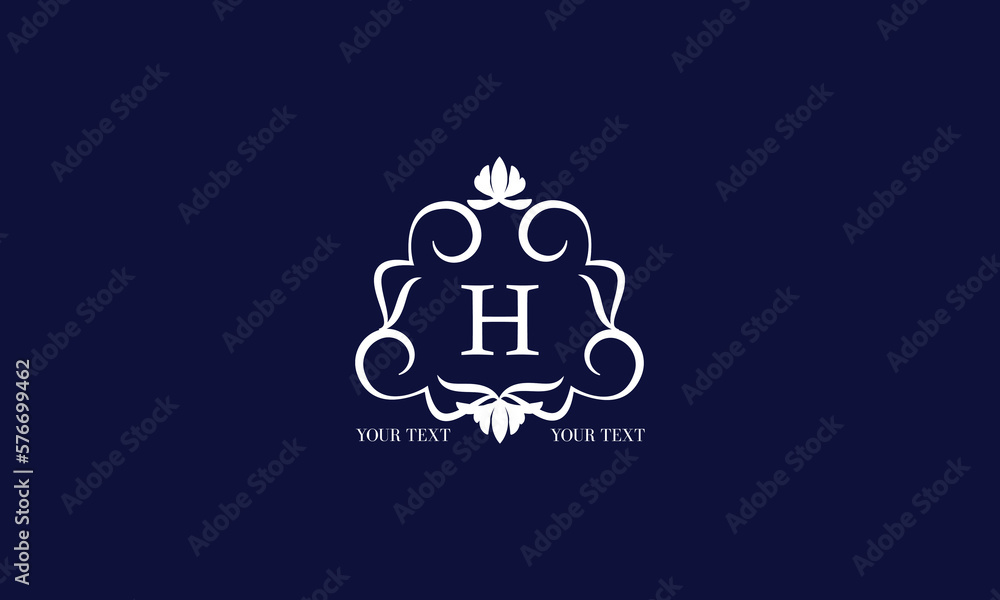 Luxury calligraphic logo with decorative frame and centered letter H. Floral monogram template for restaurant, royalty, boutique, cafe, hotel, heraldry, jewelry, fashion. Luxury calligraphic logo with decorative frame and centered letter H. Floral monogram template for restaurant, royalty, boutique, cafe, hotel, heraldry, jewelry, fashion.