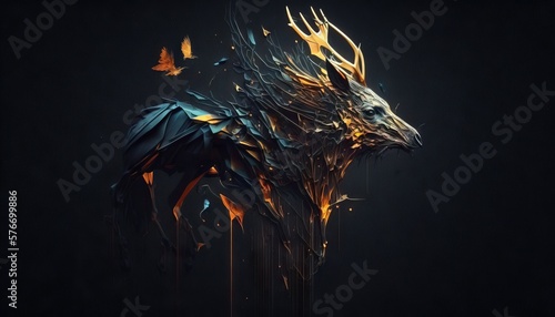 Abstract Doe, a gazelle-looking Animal wallpaper. low poly Deer background generative ai 