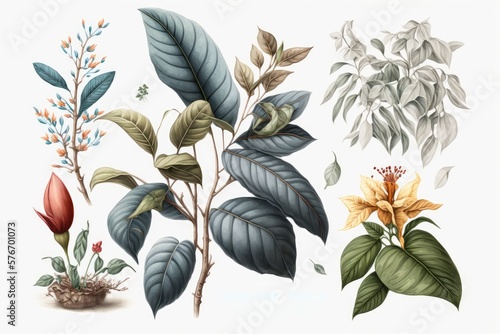 Botanical illustrations. Isolated on white background