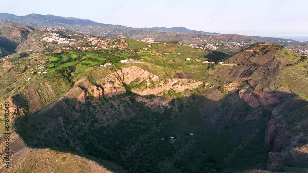 Aerial drone view of the volcanic landscape of Gran Canaria, Canary Islands Spain Aerial drone view of the volcanic landscape of Gran Canaria, Canary Islands Spain