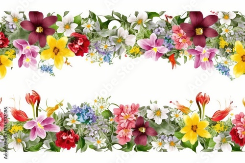Flower borders. Isolated on white background.