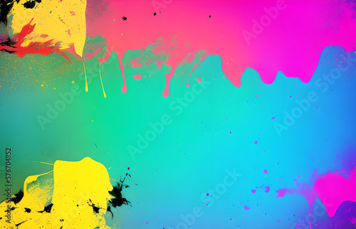 Abstract grunge art background texture with colorful paint splashes.