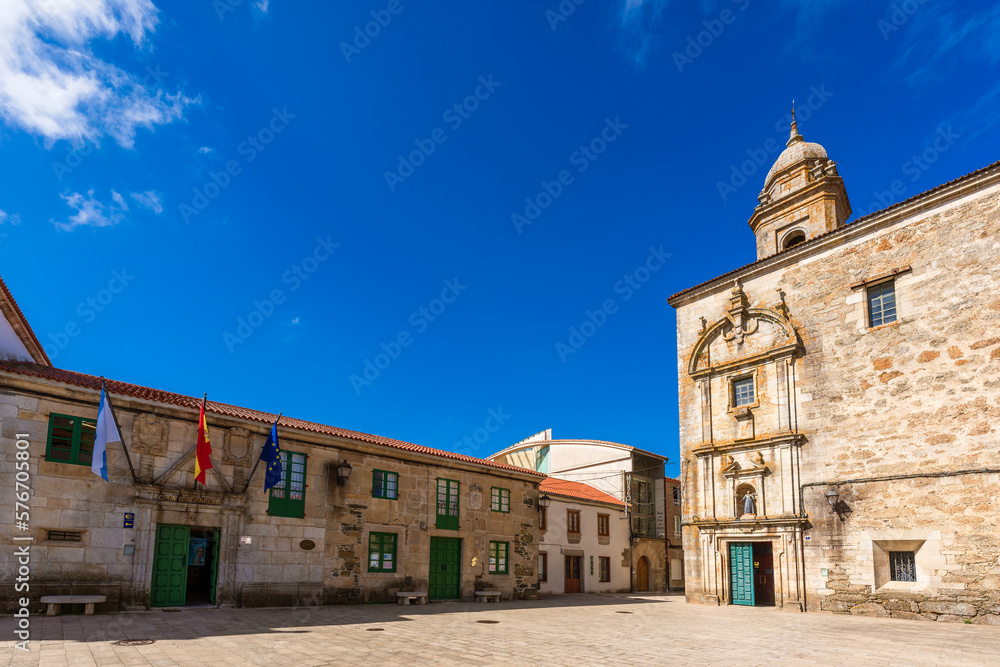 Melide, Camino de Santiago, Spain. Beautiful town in Galicia. View of its Town Hall