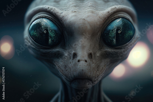 Papier peint Alien humanoid portait on dark background