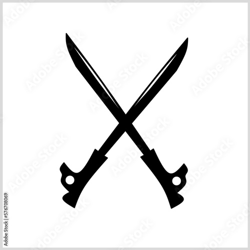 Mandau, Iconic Traditional Weapon of The Dayak people of Borneo, Kalimantan, Indonesia. Vector Illustration for Icon, Logo etc photo