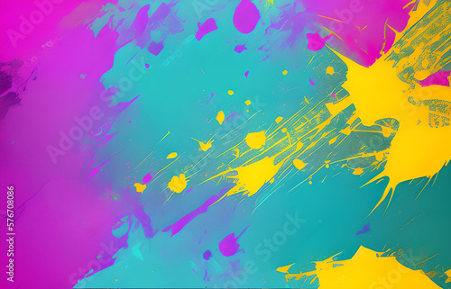 Abstract grunge art background texture with colorful paint splashes.