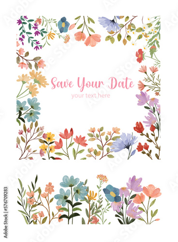 wildflower watercolor border