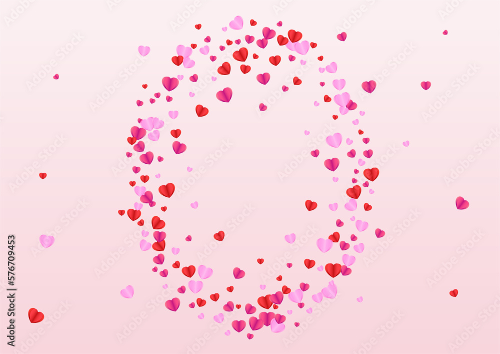 Pinkish Heart Background Pink Vector. Blank Backdrop Confetti. Fond Element Pattern. Purple Heart Congratulation Frame. Lilac Valentine Illustration.