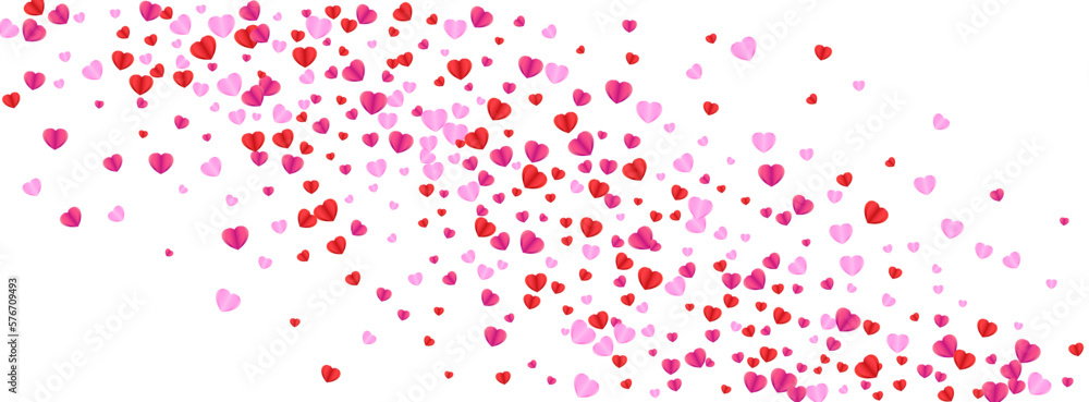 Pink Confetti Background White Vector. Amour Frame Heart. Fond Random Pattern. Violet Confetti Day Texture. Red Banner Backdrop.