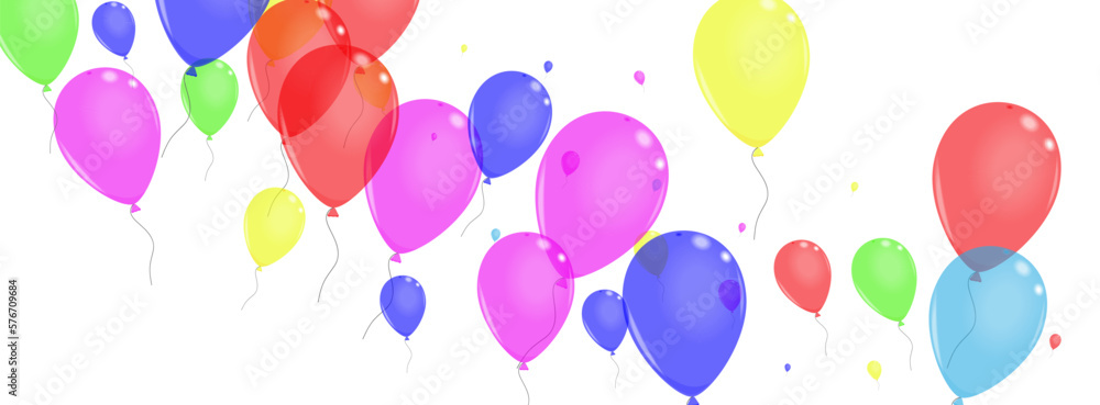 Blue Baloon Background White Vector. Toy Love Frame. Pink Symbol. Colorful Surprise. Flying Present Banner.