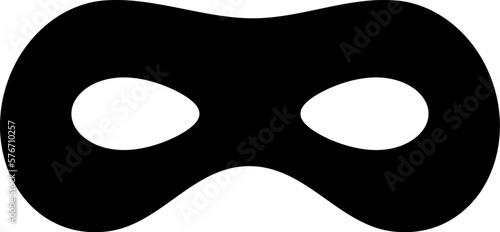 Mask superhero carnival or opera actor vector icon. Black masquerade costume with eye mask silhouette hidden burgar face. Simple design incognito theatre secret party masque clip art illustration.