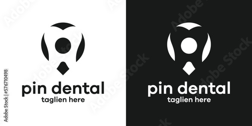 negative space pin location and dental vector illustration
