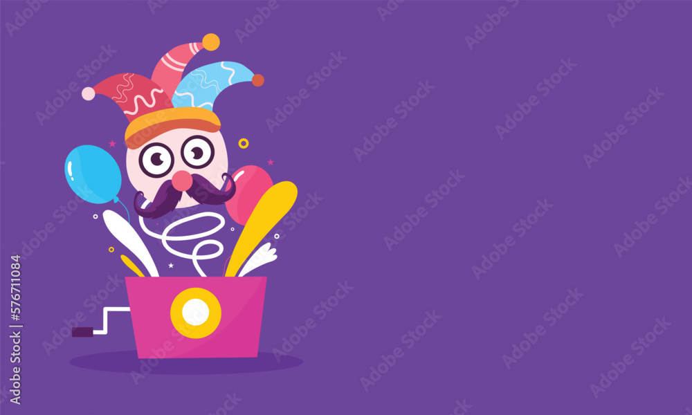 April fools day with funny prank illustration vector background design for april fools day event - obrazy, fototapety, plakaty 