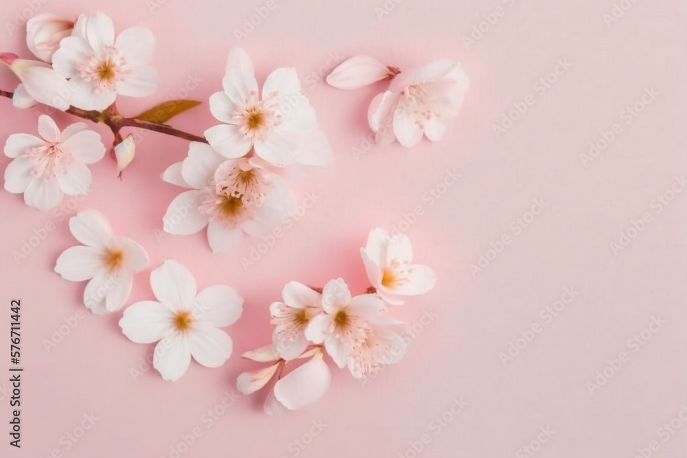 Cherry Blossom Background - Delicate cherry blossom flowers against a soft pink background - Generative AI technology Cherry Blossom Background - Delicate cherry blossom flowers against a soft pink background - Generative AI technology