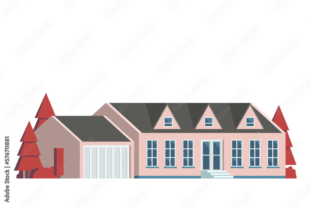 Vector element of Houses exterior buildings flat design style for city illustration Vector element of Houses exterior buildings flat design style for city illustration