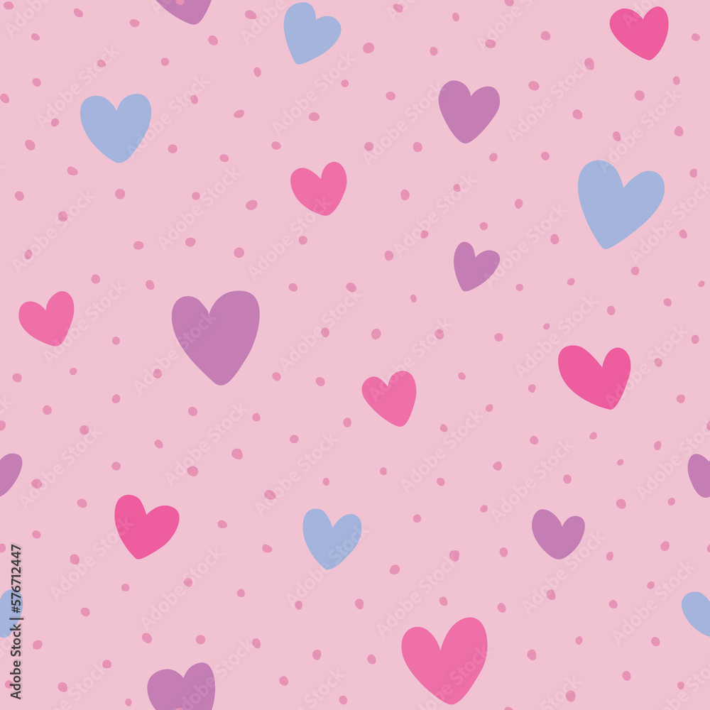 Cute seamless pattern with hearts. Hand drawn vector background. Texture for print, textile, fabric. Cute seamless pattern with hearts. Hand drawn vector background. Texture for print, textile, fabric.