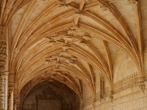 Detail of the central nave. Jerónimos monastery in Belém, Portugal