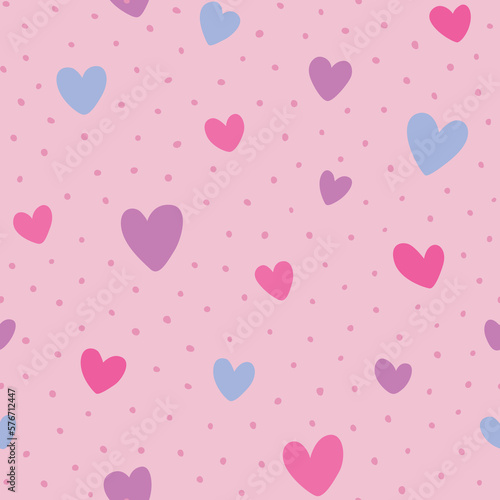 Cute seamless pattern with hearts. Hand drawn vector background. Texture for print, textile, fabric.