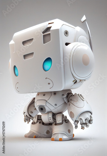 Small cute white robot.