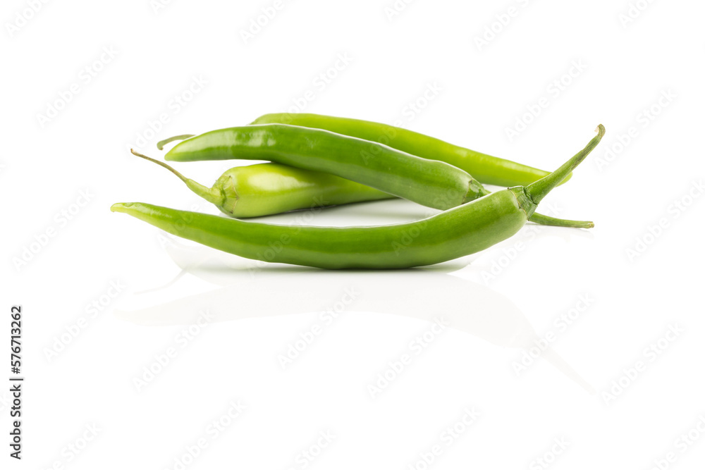 fresh green chili on white background fresh green chili on white background