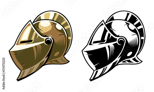 Hand Drawn Set of Knight Helmet
