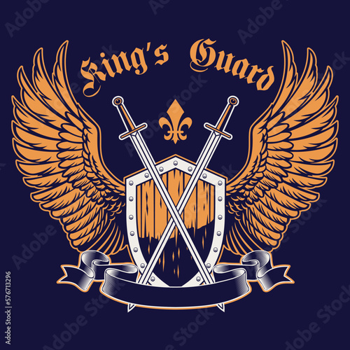 Kingdom Crest knight Vintage Shirt Design