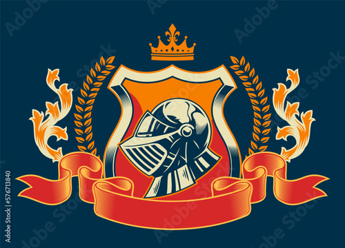 Knight Shirt Crest Design in Vintage Style