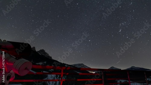Star timelapse on the alps Dolomiti  photo