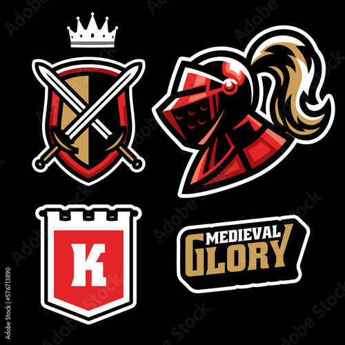 Mascot Sport Logo Set of Knight Warrior