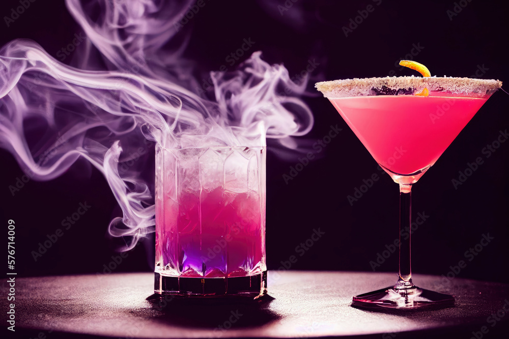 A close-up of a glass of a purple drink ,made with Generative AI A close-up of a glass of a purple drink ,made with Generative AI