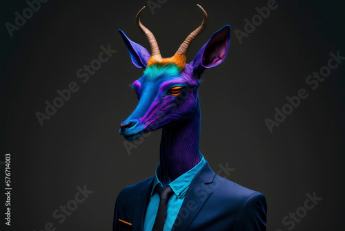 Portrait of a gerenuk dressed in a formal business suit ,made with Generative AI