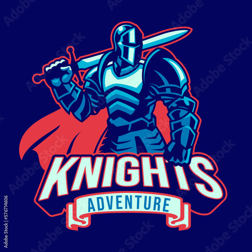 Murais de parede Sword Knight Warrior Mascot Sport Logo Style