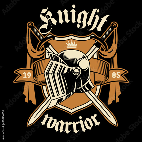 Vintage Crest Knight Medieval Design