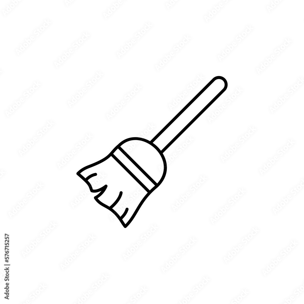 Broom icon. Simple thin line, outline vector of autumn icons for ui and ux, website or mobile application on white background Broom icon. Simple thin line, outline vector of autumn icons for ui and ux, website or mobile application on white background