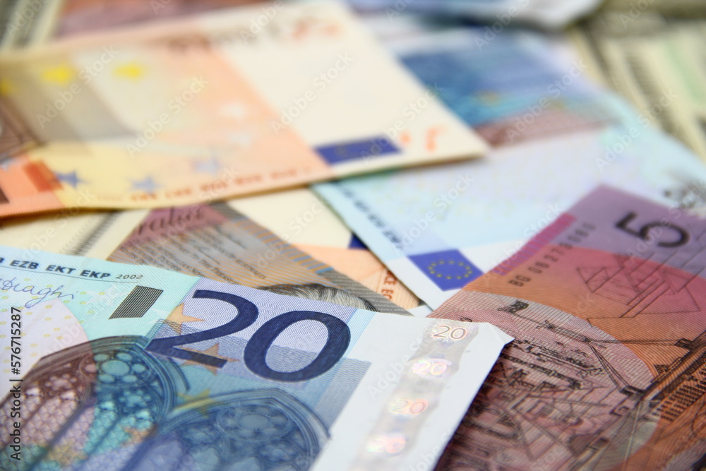 Euro money, paper money, close up.