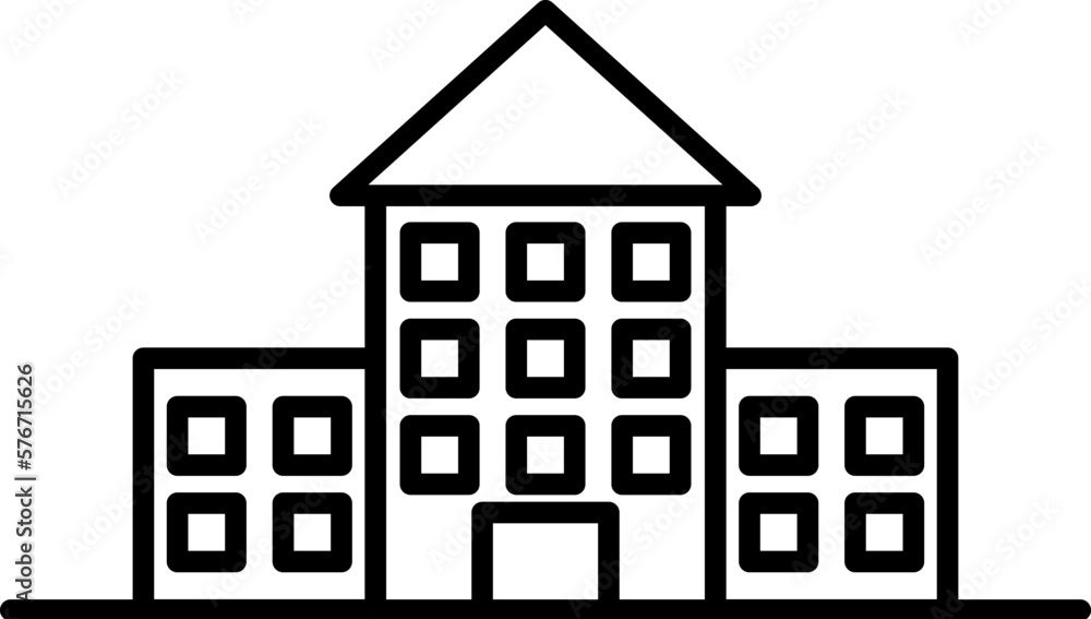building icon. Simple thin line, outline vector of Buildings icons for UI and UX, website or mobile application on dark blue gradient background on the background of a light map