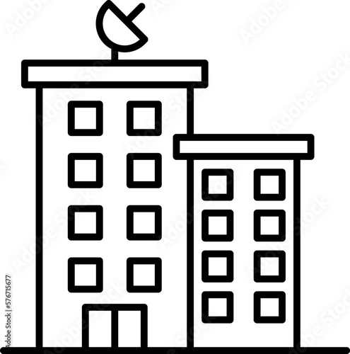 building icon. Simple thin line, outline vector of Buildings icons for UI and UX, website or mobile application on dark blue gradient background on the background of a light map