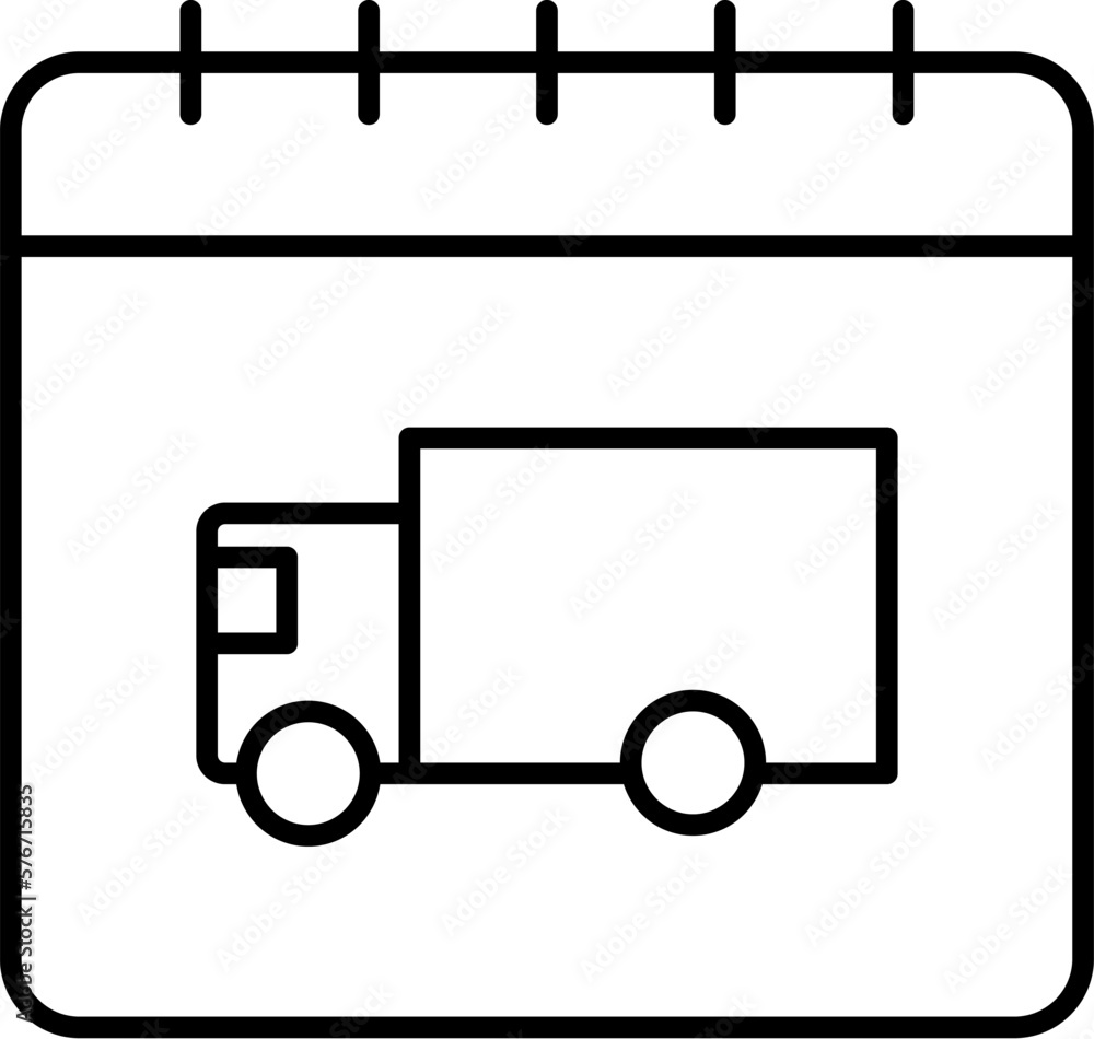 Calendar, truck icon. Simple thin line, outline vector of calendar icons for ui and ux, website or mobile application on white background Calendar, truck icon. Simple thin line, outline vector of calendar icons for ui and ux, website or mobile application on white background