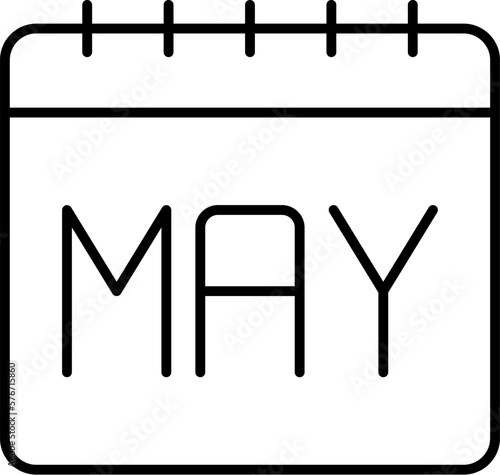 Calendar, may icon. Simple thin line, outline vector of calendar icons for ui and ux, website or mobile application on white background