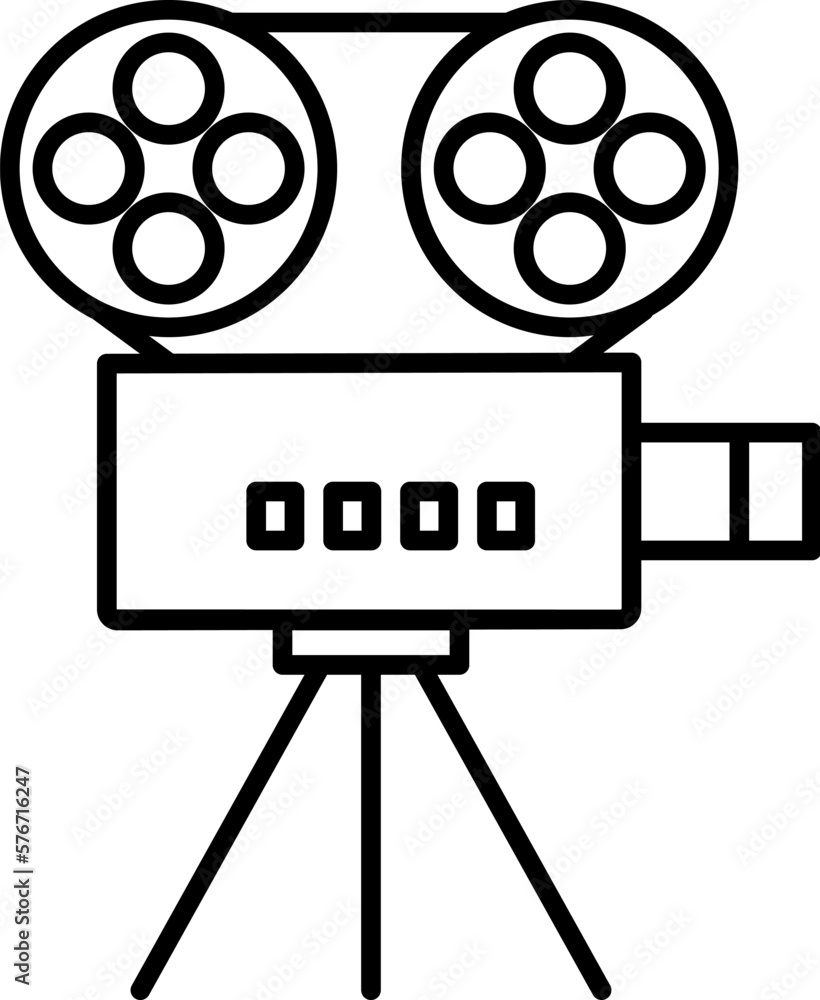 camera icon. Simple thin line, outline vector of movie, cinema, film, screen, flicks icons for UI and UX, website or mobile application on white background
