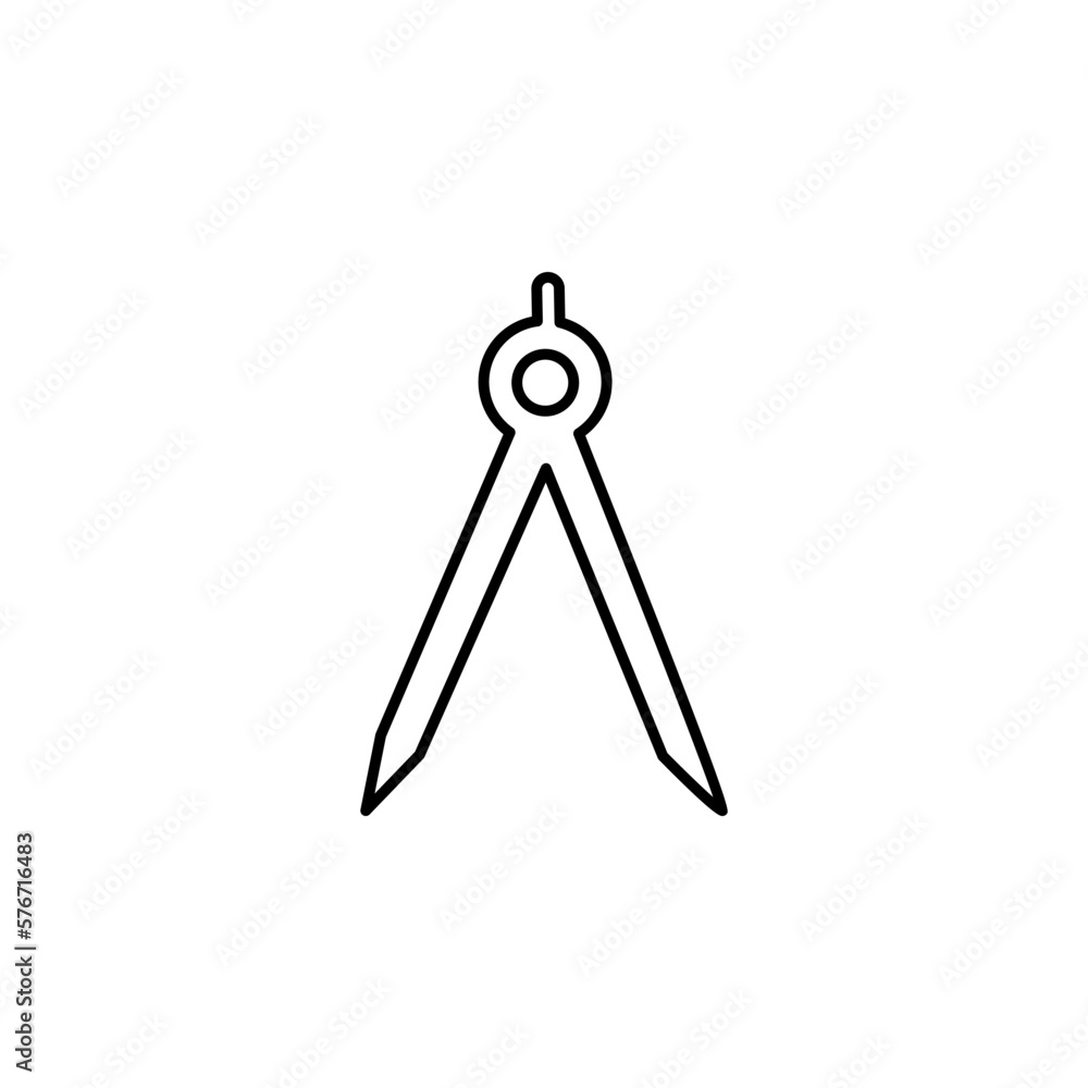 Technical compass outline vector icon