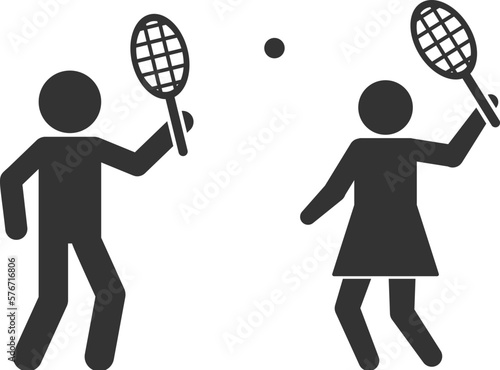 The game of tennis with a friend icon. Simple glyph vector of friendship set icons for UI and UX, website or mobile application on white background photo
