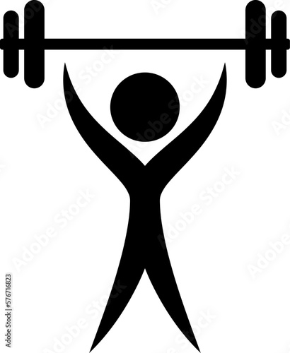 The man with barbell, rod, weight, crossbar vector icon